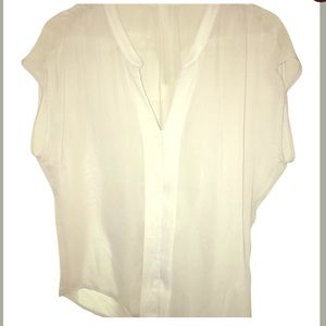 White semi sheer white Red haute blouse